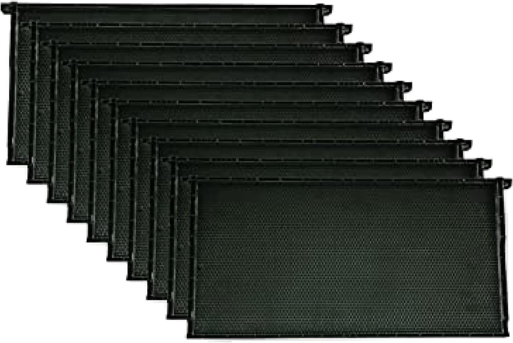 Mann Lake Premium Beekeping Frames, All-in-One Frame & Foundation, Natural Beeswax Coating, Universal Fit, BPA & BPS Free, 9 1/8 Inches, Black, 10 Pack