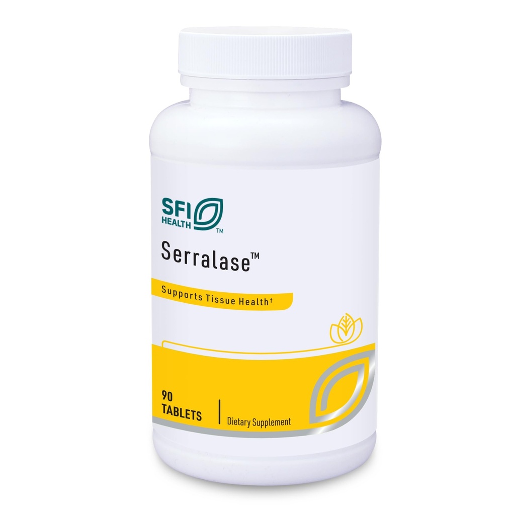 Klaire Labs SFI Health Serralase - Vegetarian Proteolitic Enzim Blend cu Serratia Peptidază & Bromelain pentru Digestion, Soursed from Papaya & Ananas, Hypoallergenic (90 Enteric Coated tablets)