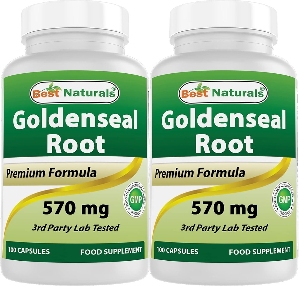 Cel mai bun naturals Goldenseal Root 570 mg (non-GMO) 100 capsule (100 Count (Pachet de 2))