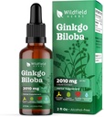 Ginkgo Biloba Extract picături lichid 2000mg (Ginkgo biloba L.) Suplimentul vegetal absorbe mai bine decât capsule, 1 lună de aprovizionare, 84 Serviri, Tinctură fără alcool - 2 Oz, ambalaj de 1