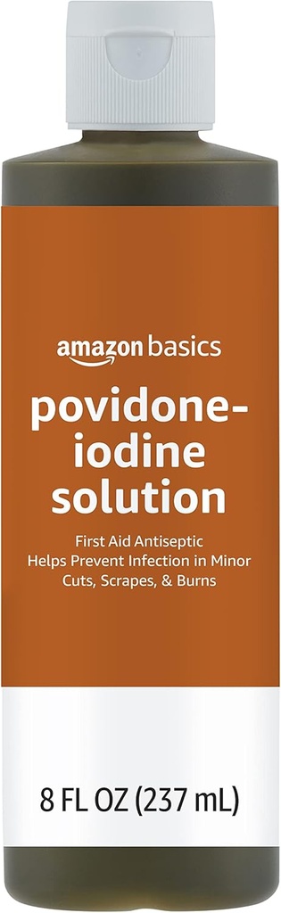 Basics Primul Ajutor Antiseptic, 10% Povidonă Soluție de iod Primul Ajutor Antiseptic, Nearomat, 8 Ounces de fluide, 1-Pack (Precedent Solimo)