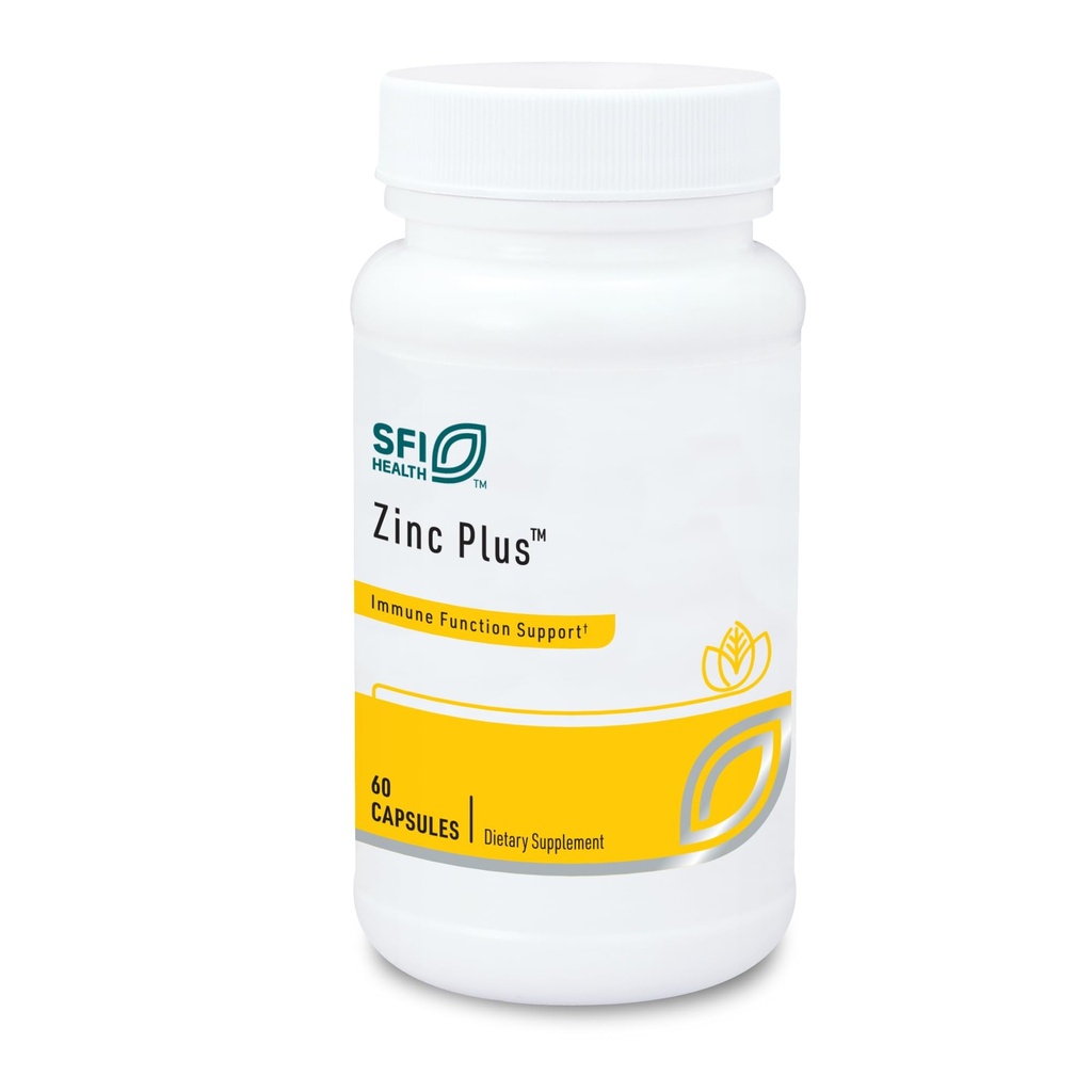 Klaire Labs SFI Health Zinc Plus Suplimentul de suport imun - Citrat de zinc cu cupru, vitamina B6 & Vitamina C - Hipoalergic (60 capsule)