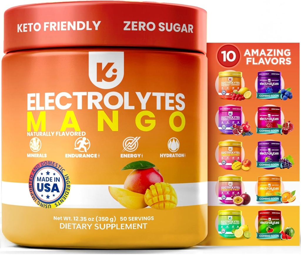 Keppi Keto Hidratare Electroliti - Mango - Electrolit Pulbere nu Zahăr - Sips ca Sunshine - Keto Electroliti Pulbere - Electroliți Zahăr fără - Electrolit Pulbere