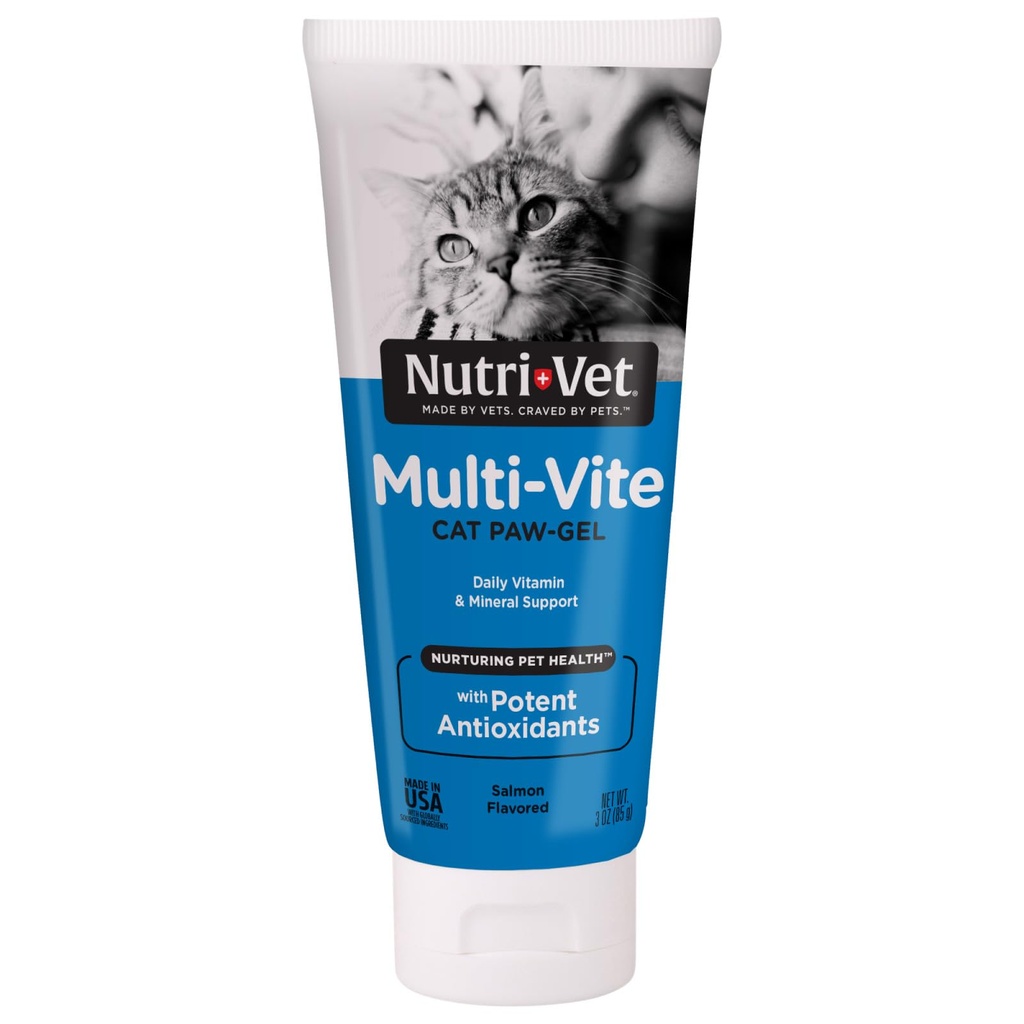 Nutri-Vet Multi-Vite Paw Gel pentru pisici, Daily Vitamina, Kitten Provinces, Immune Support, Cat Vitamina, Potent Antioxidanti, Multi-Vitamina Paw Gel, Senior Suplimente Feline, 3 oz