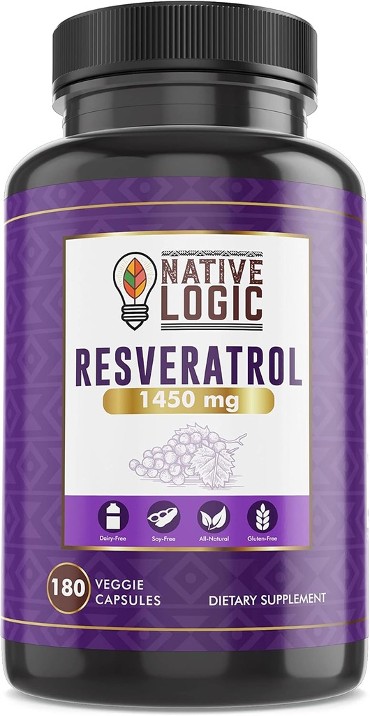 Trans-Resveratrol cu antioxidanti 180 Capsule cu Acai Berry, Seminte de struguri, si extract de frunze de ceai verde, 1450mg. Sustine sanatatea cardiovasculara si sistemul imunitar