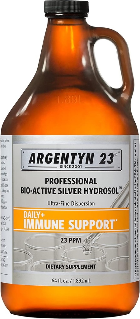 Argentyn 23 Suport Imun Profesional - Argint coloidal, Hidrosol Bio-Active de Argint, 23 ppm, Top Twist lichid, 64 Fl Oz (1,892 ml)