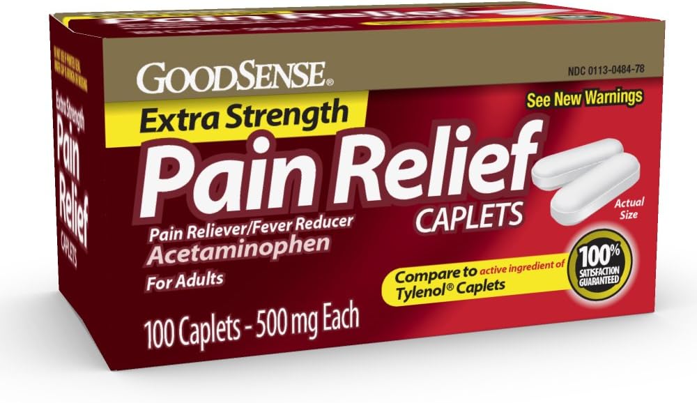 BunSense Extra Putere Durere Relief - Acetaminofen Caplets 500 mg - Dureri de cap, dureri musculare, artrita Relief, 100 Conte