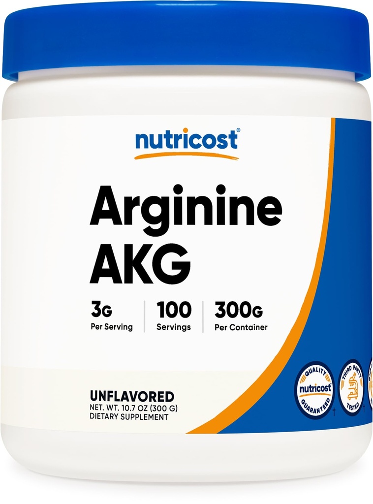 Nutricost Arginine AKG pulbere 300 Grams (AAKG) - 3G per servire & 100 Serviri - Arginină pură Alpha Ketoglutarat