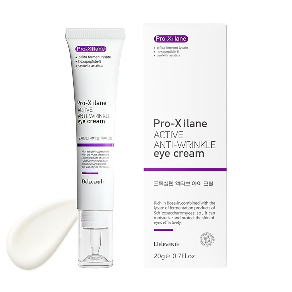 DEleventh Korean Brand Pro-Xilane Active Anti-Wrinkle Eye Cream 20g / Anti-Aging, Anti-Oxidare, Fade Fine Lines, Reduce ridurile, Cercuri întunecate și Puffiness pentru ochi tineri, luminos