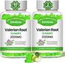 2 Pachet Organic Valerian Root Gummies, Suplimentul Herbal pentru Relaxare & Suport Mood, Gumiile de somn Fără Melatonină pentru adulți, Vegan, Non-GMO, Aroma de mere, 120 Conte