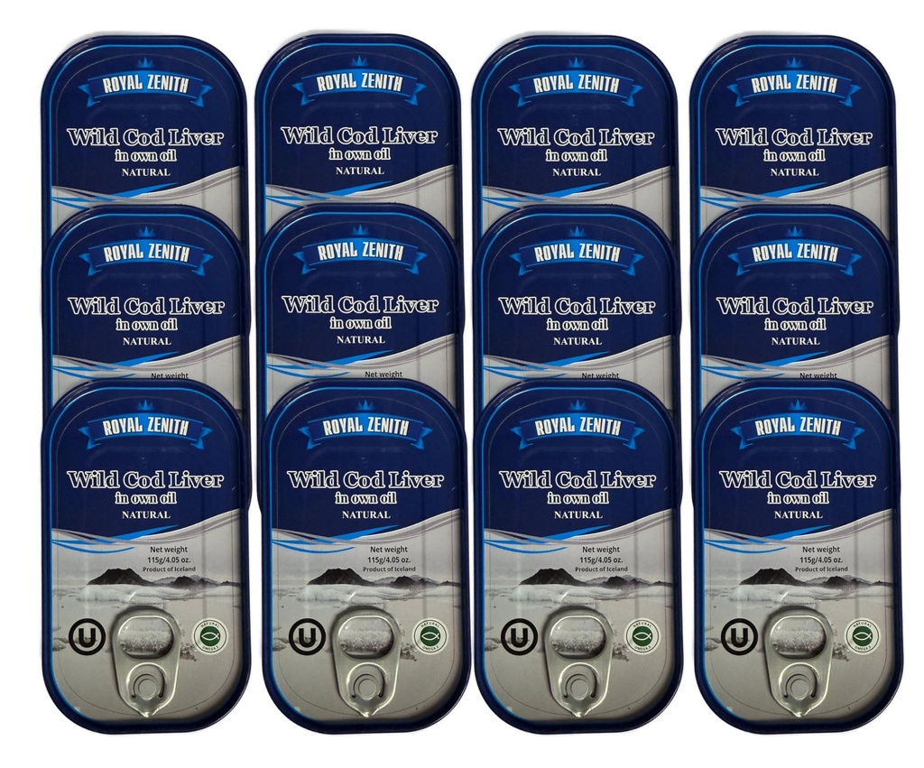 Royal Zenit Islandez Wild Cod Ficat 4.05oz/115g Pachet de 12