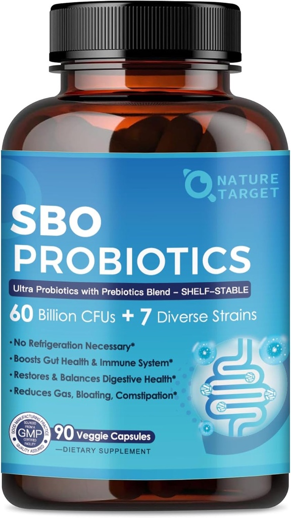 Probiotice pentru femei si barbati Sanatate digestiva,60 miliarde CFUs Probiotice Spore cu prebiotice pentru imune, sanatate gutoasa, suport probiotic SBO Constipatie ocazionala, gaz si balonare, 90 capsule vegetale