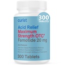 Curist Famotidină 20 mg Pachet de vrac (300 comprimate de numărare) Acid Reflux Medicina pentru Arsuri în capul pieptului - OTC Putere maximă Reductor de acid gastric - comprimate antiacid Relief pentru indigestie