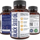 Premium chimen negru capsule de ulei de semințe - Virgin rece presat Nigella Sativa Black Pastile de ulei de semințe - Suplimentul de sprijin imun - Omega 3 6 9 Vitamina E semințe negre pentru unghii Piele de păr 1000 mg p/Serving