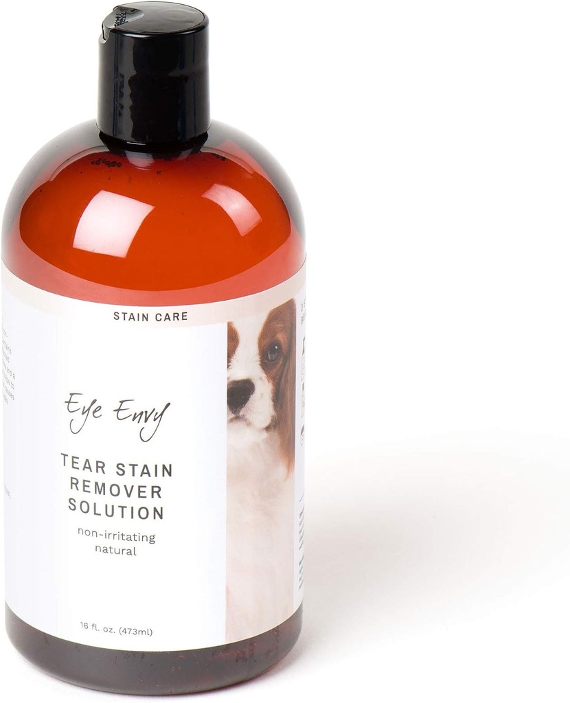 Eye Envy Tear Stain Remover Soluţie pentru câini. 100% Natural, sigur. Tratează cauza de stains. Recomandat de AKC Breeders, Vets, Handlers, Groomers. Conţine argint coloidal. 16 oz. Made in USA