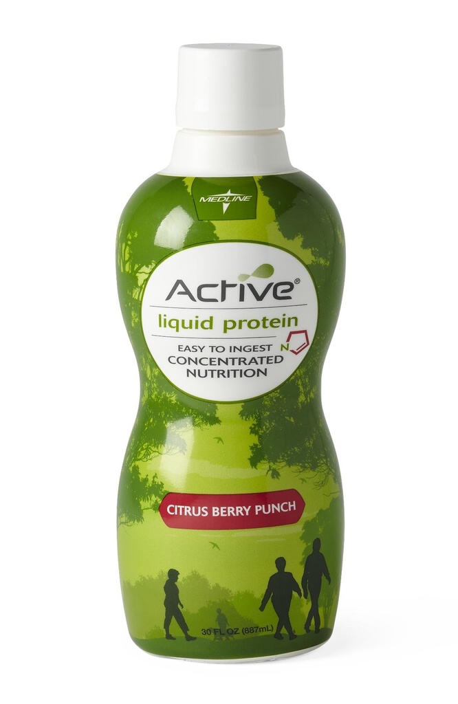 Medline Proteină lichidă activă, Citrus Berry Punch, 30-oz, 15-g Proteină (Pachet de 4)