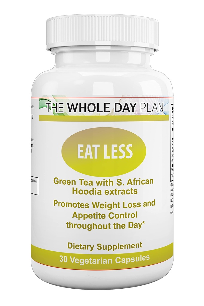 Planul WHOLE DAY MAT MAI puțin - Pastile de pierdere în greutate pentru femei și bărbați care funcționează rapid - Appetit Suppressant Suplimente Fat Burning, 30 capsule, Made in USA