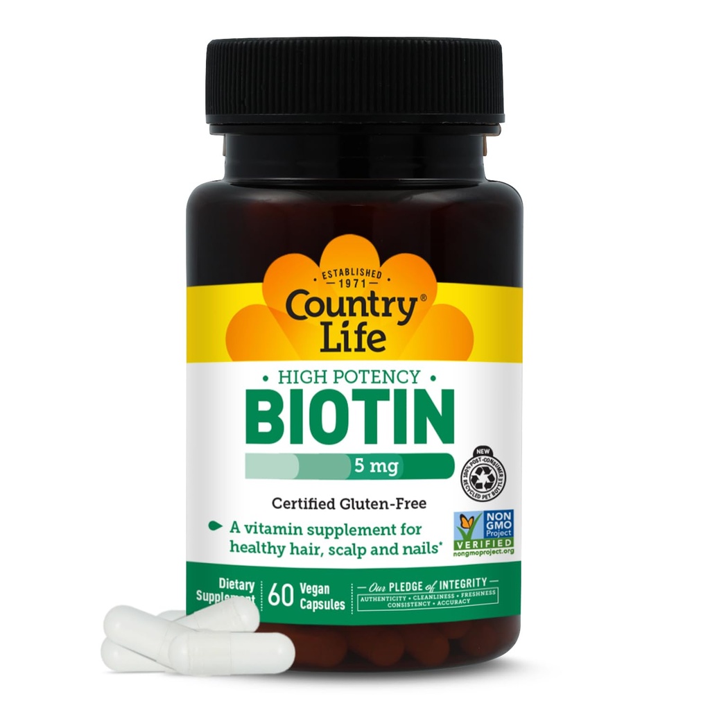 Viaţa de ţară - potenţă ridicată de biotină, 5 mg - 60 capsule Vegane
