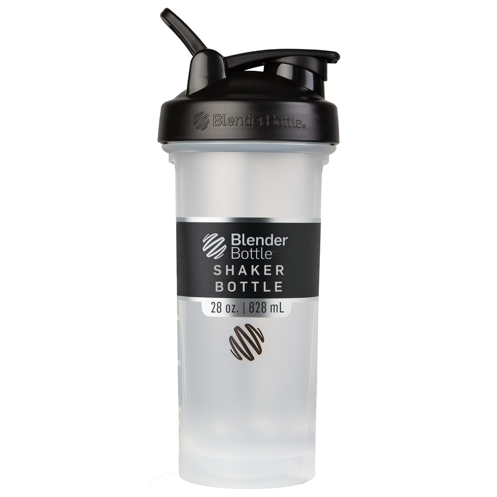 BlenderBottle Classic V2 Shaker Sticla Perfect pentru Shake-uri de proteine și Pre Workout, 28-Ounce, Clear / Black