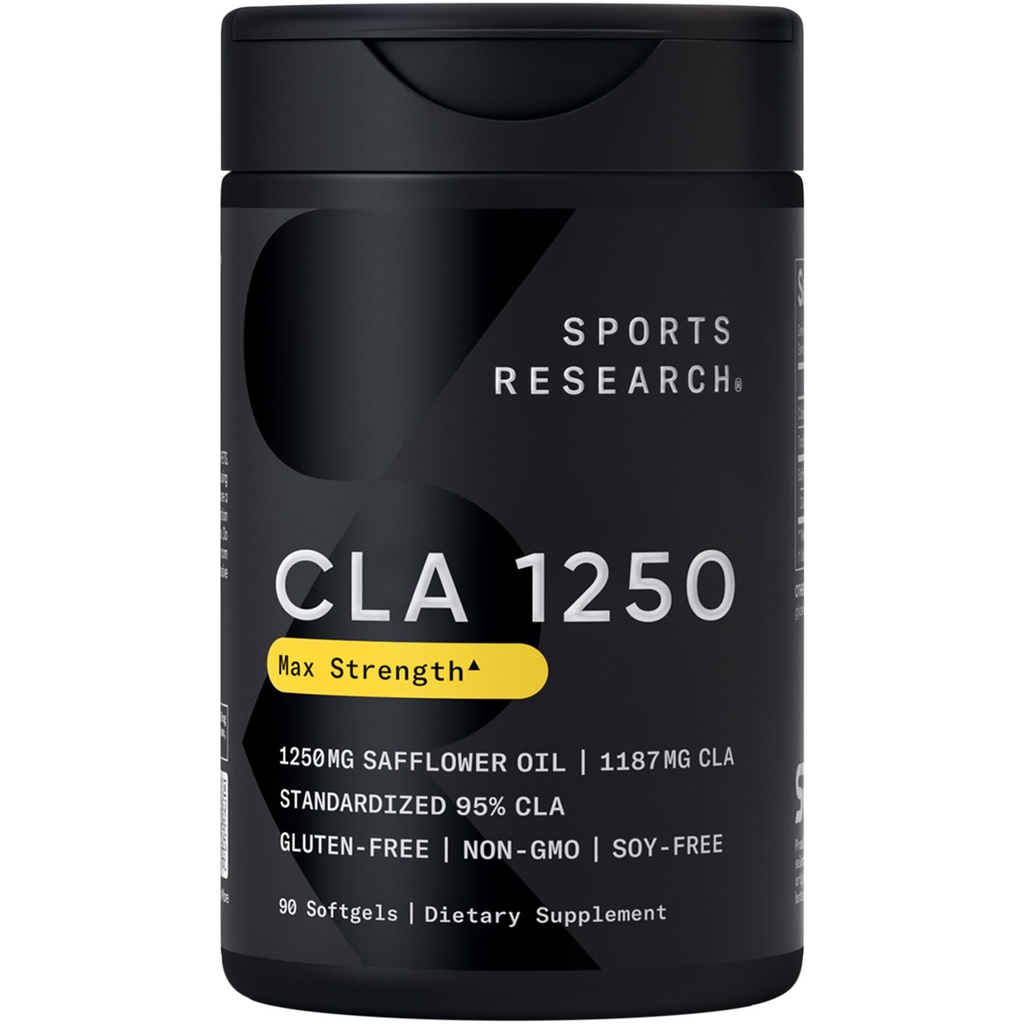 Sports Research CLA - 1250 mg cu Linoleic Acid activ conjugat pentru bărbați și femei 