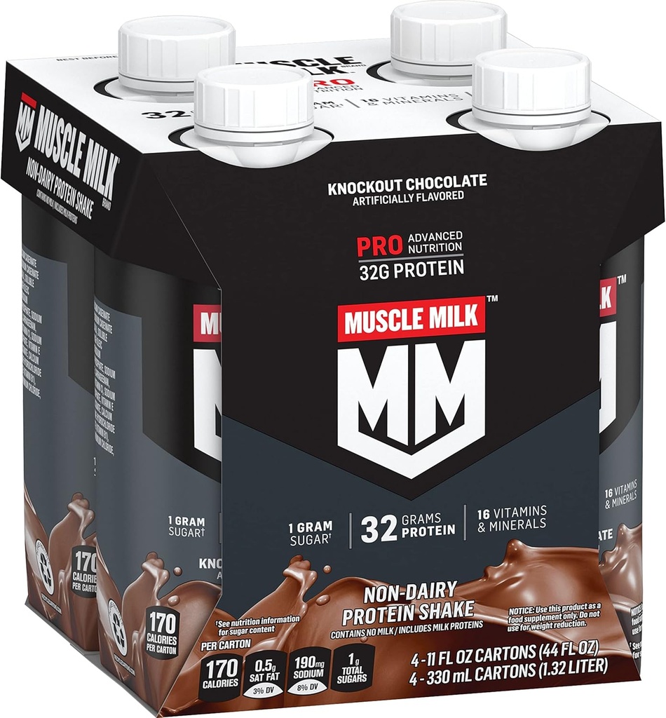 Muscle Milk Pro Series Proteine Shake, Knockout Ciocolata, 4 Conte