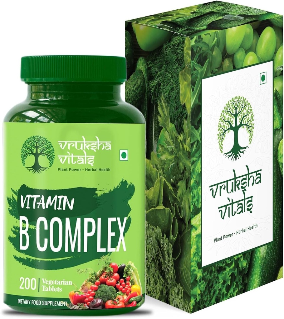 Generic Vitamina B Complex 100% RDA - 200 comprimate/Capsule - B Suplimentul vitaminelor (B1, B2, B3, B5, B6, B7, B9, B12), Verde