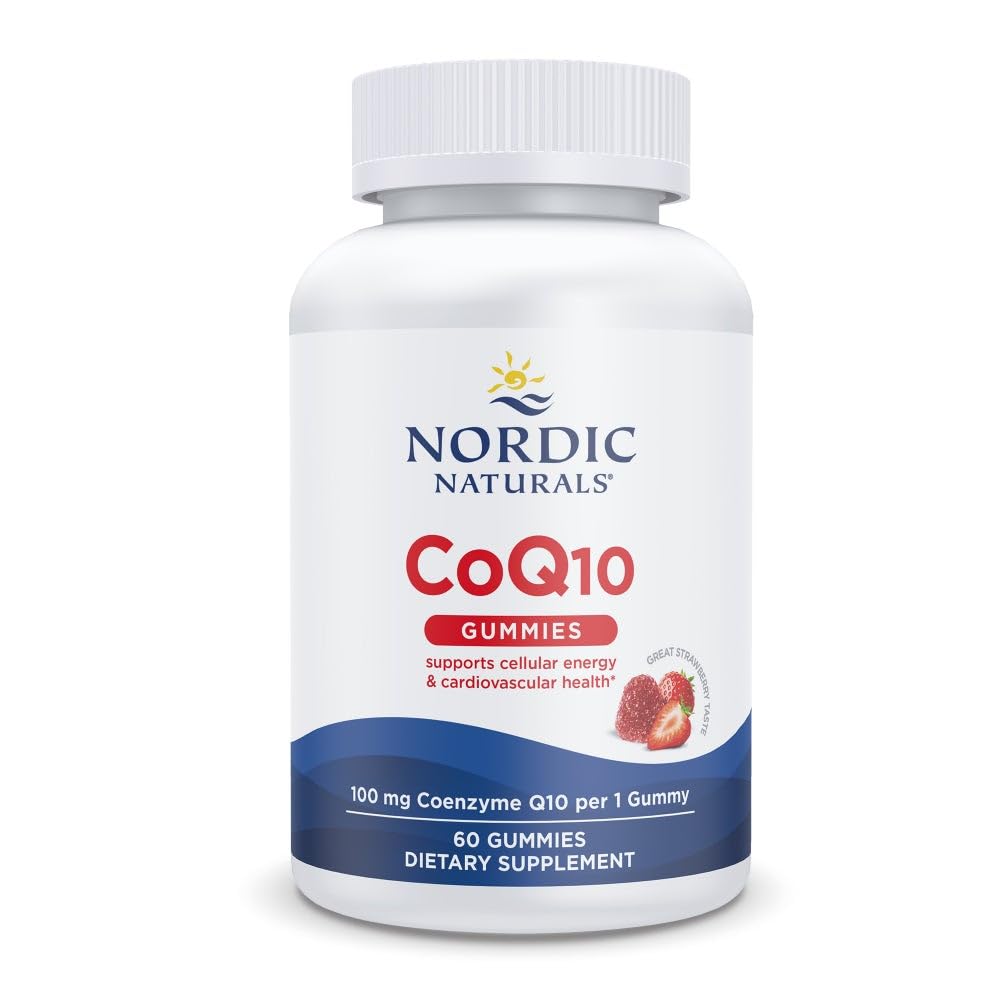 Nordic Naturals CoQ10 Gummies, Strawberry - 60 Gummies - 100 mg Cozyme Q10 (CoQ10) - Great Gust - Heart Health, Cellular Energy Production, Antioxidant Support - Non-GMO, Vegan - 60 Servings