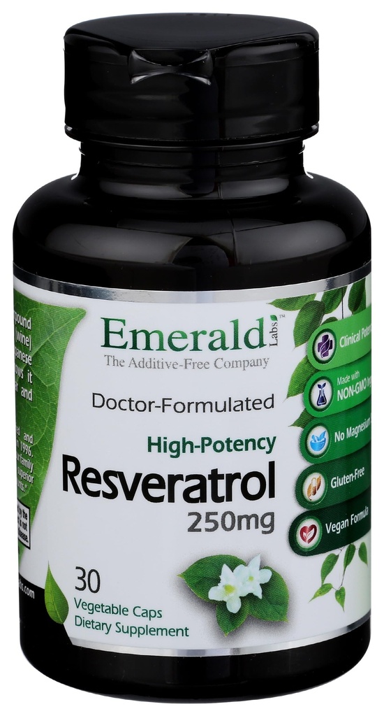 Emerald Labs Resveratrol - Supliment alimentar cu Resveratrol pentru suport Cellular și cardiovascular - 30 Capsule vegetale