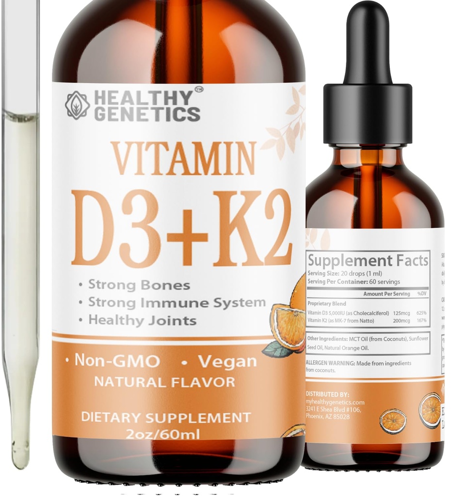 Vitamina lichidă D3 K2 Plus Vitamina K2 MK-7 