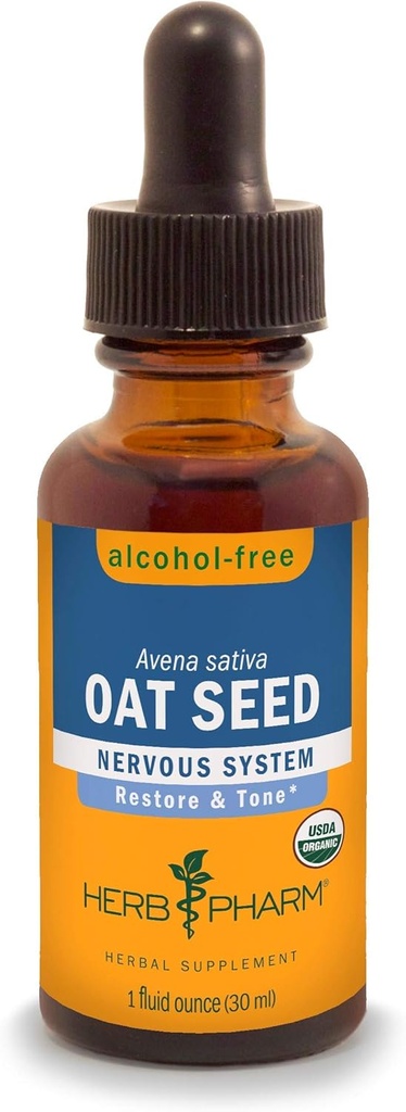 Herb Pharm Certified Organic Ovaz-Free Seed Glicerit pentru Suport Sistem Nervos - 1 Fl Oz (Pachet de 1)