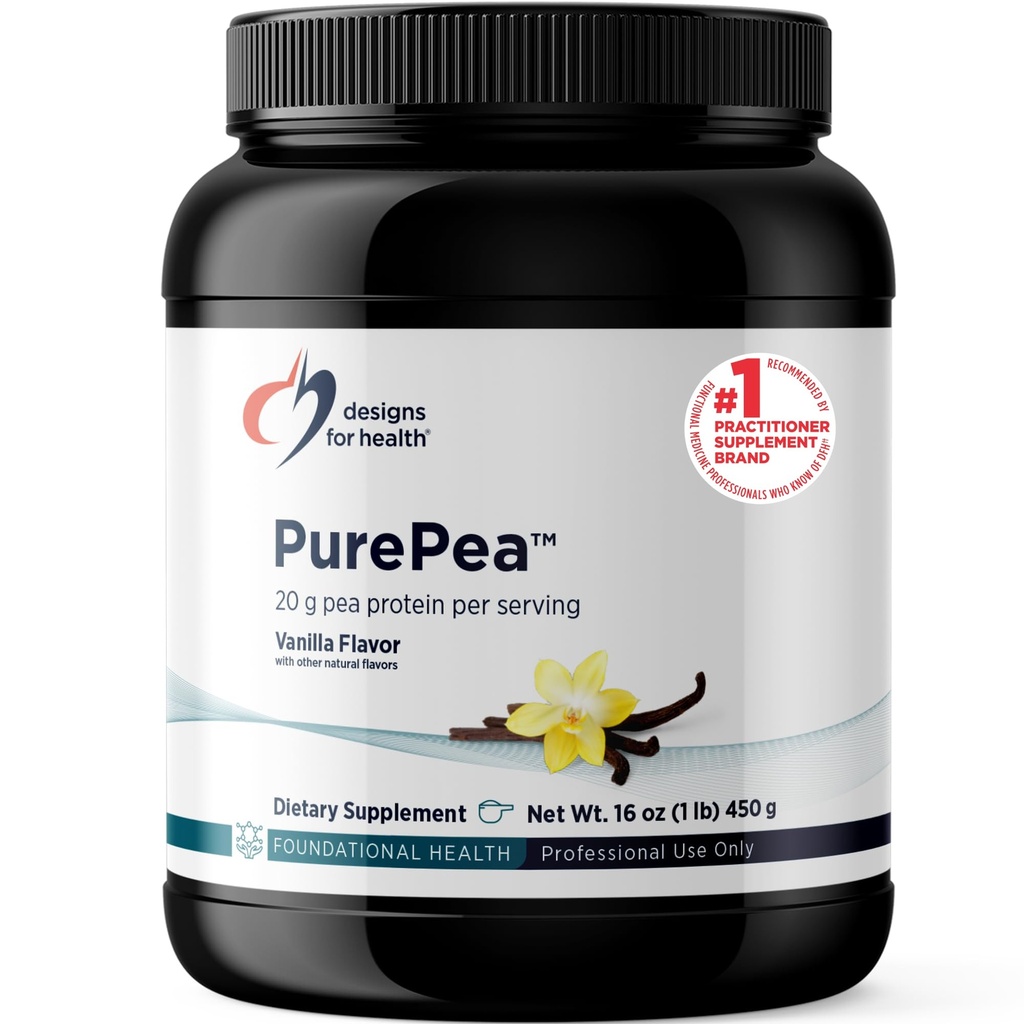 Design-uri pentru sănătate PurePea - 20g Vegan Pea Proteina, non-GMO Natural Drink Mix pulbere, Vanilie (15 Serviri / 450g)