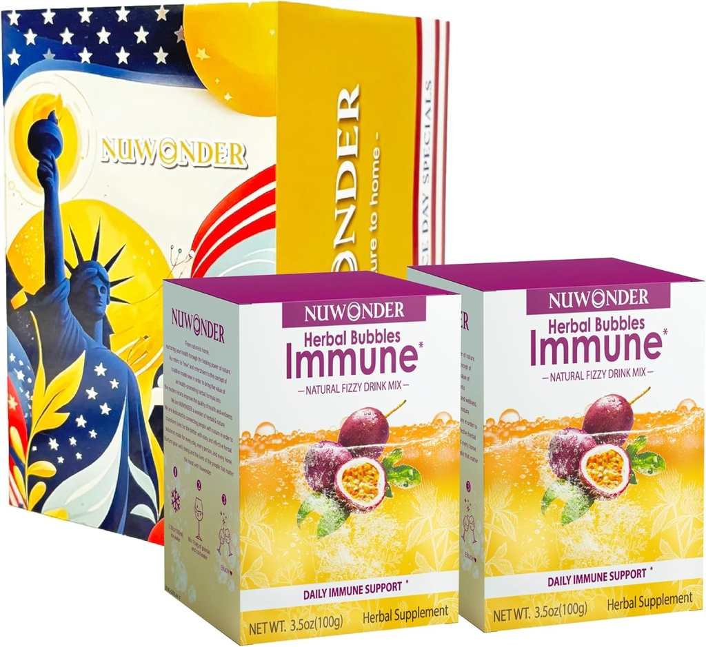 Immune Booster Fizzy Drink Mix Herbal Supplement Made with Astragalus, Ginger, Jujube, Atractylodes, Passion Fruit, No Artificial, 10packs (2 cutii)