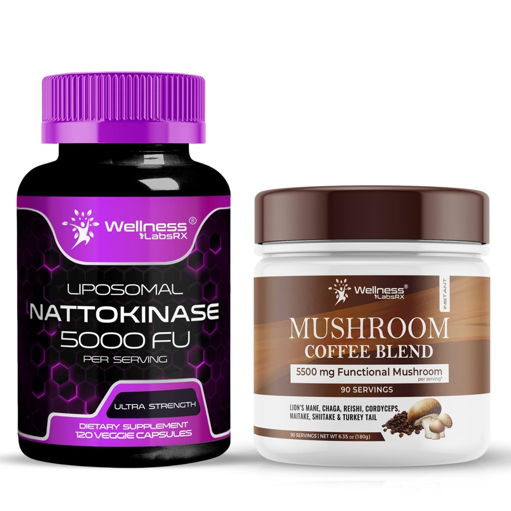 wellness LABSRX Nattokinaza Supliment capsule 5000 FU - Marshroom Coffee Blend