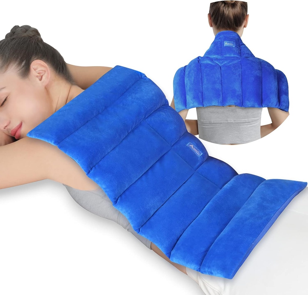 Pad de încălzire cu microunde Atsuwell mare pentru spate, 22 x 13 '' Full Back Heat Pad Microwavable cu cald și compresie rece, Pad-uri de încălzire cu microunde reutilizabile pentru umăr gât, albastru