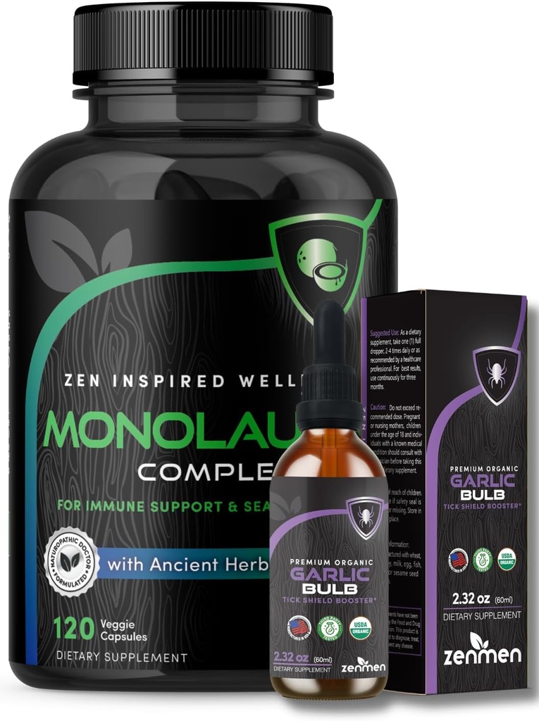 Suport imun Zenmen Bundle: Tincture usturoi şi capsule monolaurine