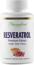 Paradise Herbs Resveratrol, Antioxidant, Super Potent, Ultra Pure, Vegan, Non OMG, Gluten Free, 60 Capsule vegetariene