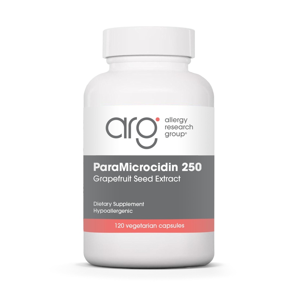 Grupul de cercetare alergii ParaMicrocidin 250 Supliment - extract de semințe de grapefruit 500mg, susține funcția metabolică, Contaminant gratuit, Capsule vegetariene - 120 Conte