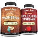 Nutrivein Premium Apple Cidru Oţet Capsule & Magneziu L-Treonat Bundle: supliment de magneziu de mare absorbție Threonat de magneziu și suplimente de cidru de mere Oţet pentru creier, Gut, & Global Well-Being