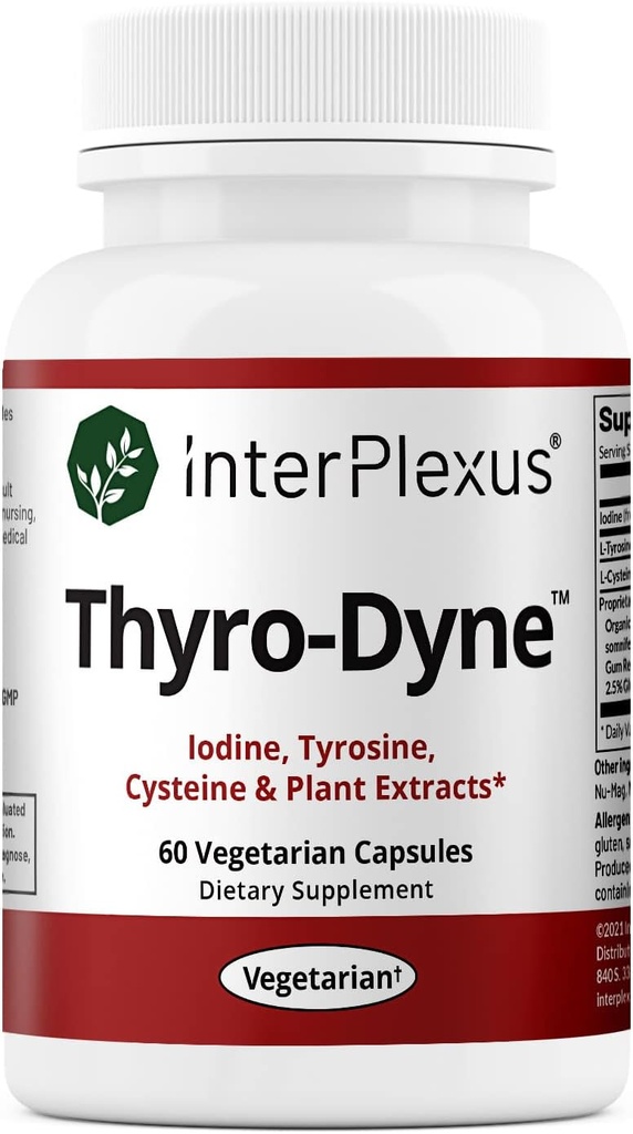InterPlexus Thyro-Dyne - Iod, Tirozin și extracte de plante pentru suport tiroidian- Gluten gratuit, lactate, Soy gratuit - 60 capsule (30 Servings)