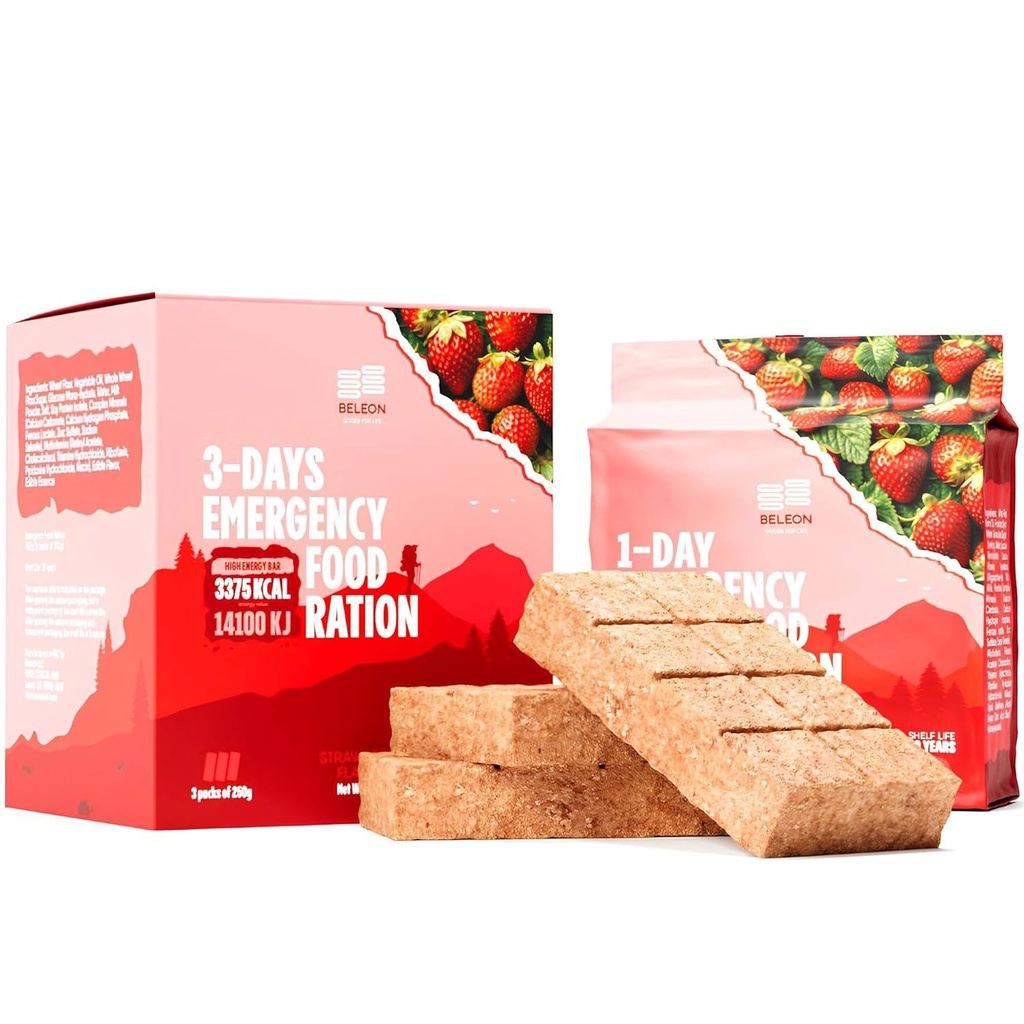 Alimentare de urgenta 3 zile 72 ore Capsuni Biscuit Baruri MRE Mese Militare 2024 Kit de supravietuire - 20 ani Perioada de valabilitate Camping Provizii