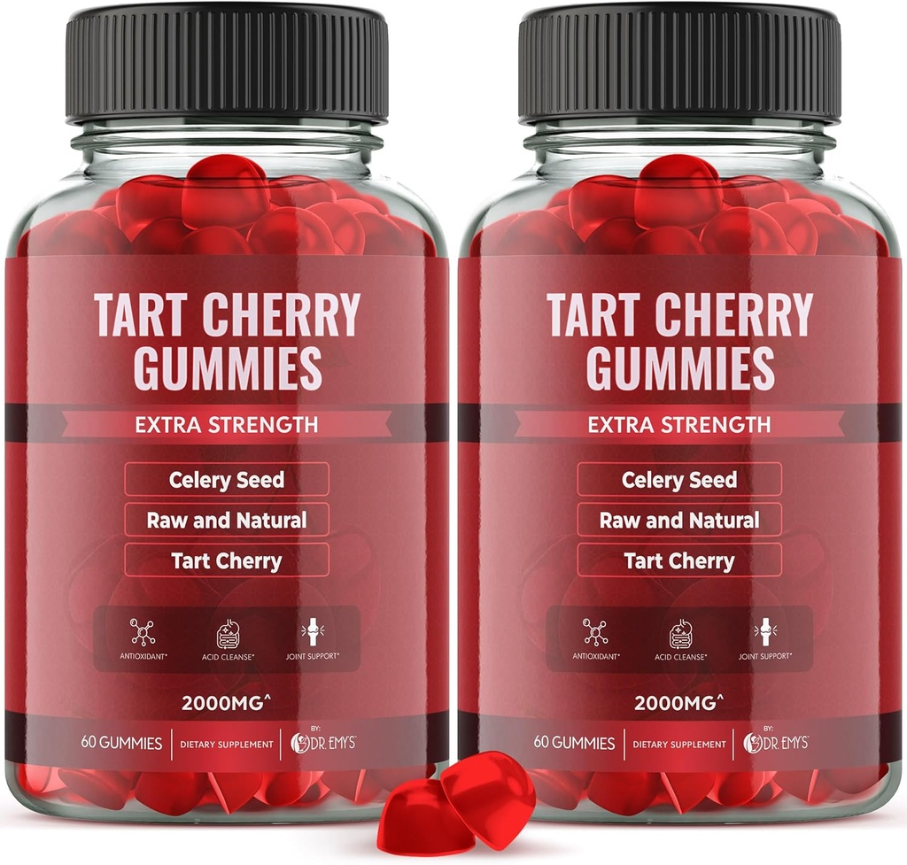 Dr. Emy's Tart Cherry Extract 2.000mg* Gummy Supplement + Seed Extract 400mg*, Raw & Natural 