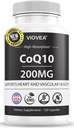 CoQ10 - Made in USA, 120 Capsule, 200 mg (4-Month Supply), Ultra High Absorbtion Cozyme Q10 Supliment - Antioxidant pentru inima, Vascular Health and Energy Boost