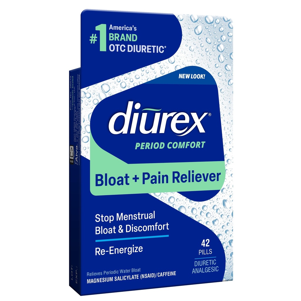 Diurex Pastile de apă + Durere Relief - Relieve apă Bloat, Crampe, & Oboseală - 42 Conte