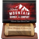 Beard Comb - Sandalwood Natural Hatchet Stil pentru par - Anti-Static & No Snag, Handmade Wide & Fine Contour Contour Perie Cel mai bun pentru Barbă & Moustache cu carling case Pouch