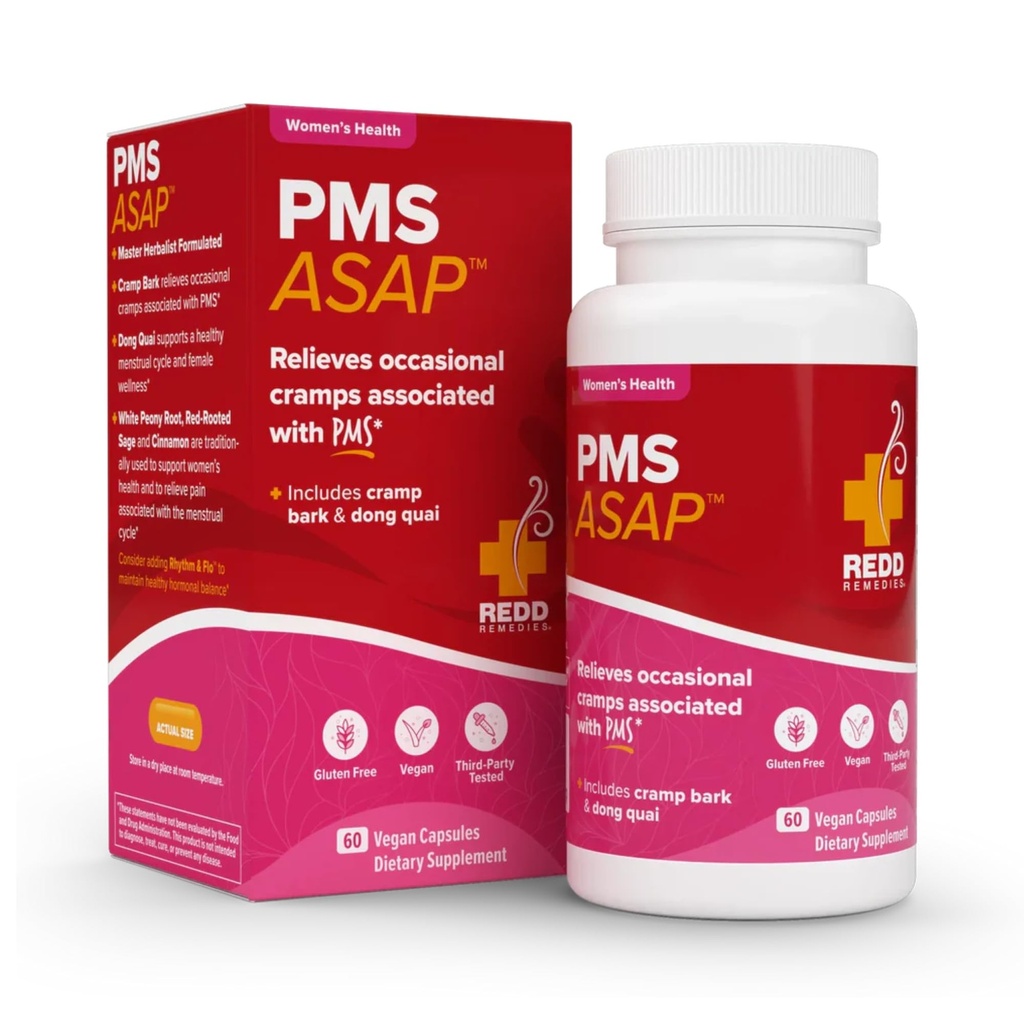 Redd Remedii, PMS ASAP, include cramp Bark & Dong Quai, 60 Vegan capsule