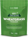 Sari Foods Organic Wheatgrass Powder - Wheat Grass Juice Powder with Clorofill, Antioxidants & Vitamins (15 Ounce)