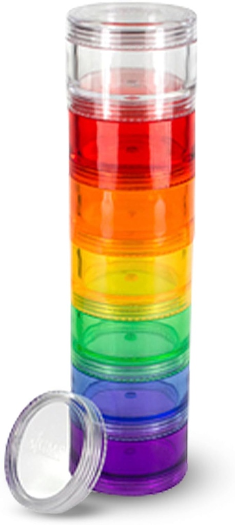 7 Ziua Medicina Organizator pastile - Stackable Pilula cutie - se potrivește tablete mici și suplimente de vitamine, Păstrați medicamentul zilnic organizat într-un singur loc - mediu - Rainbow