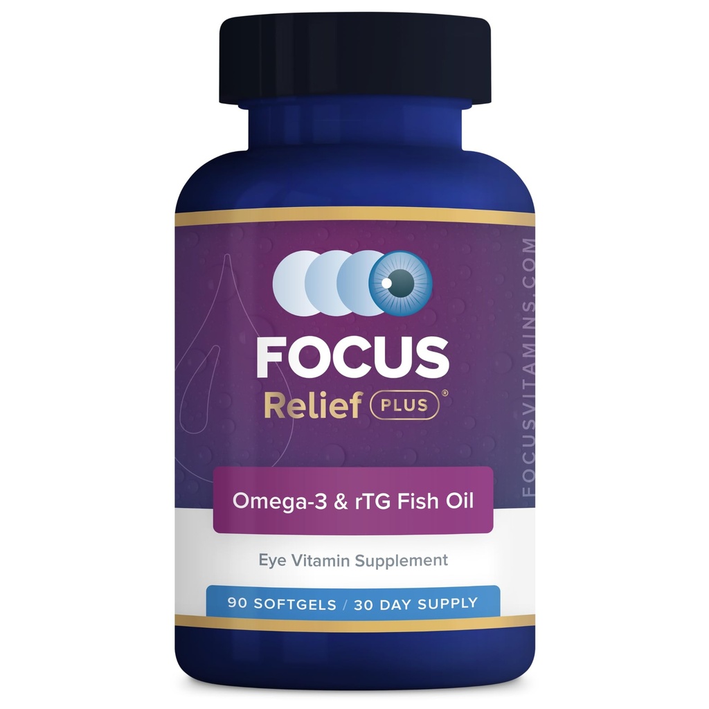 Focus Relief Plus uscat ochi Formula (90 ct. 30 zi de aprovizionare) uscat ochi Omega 3 Supliment - uscat ochi de ajutor -Omega 3 ulei de pește pentru ochi uscat