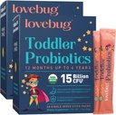 LOVEBUG Pudră probiotică pentru copii cu fibre prebiotice - Suport pentru imunitate pentru bebeluşi şi ajutor pentru constipaţie - USDA Probiotice organice pentru copii Gut & Digestive Health (vechile 1-4 - 60 Pachet (neflavurat)
