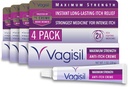 Vagisil Putere maxima Feminina anti-Itch Cream cu Benzocaină pentru femei, ajută la ameliorarea Infectiei cu Drojdii Iritație, ginecolog testat, cu acțiune rapidă, Soothes and Cools Skin, 1 oz (Pachet de 4)